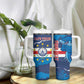 Custom Cape Verde Football Tumbler With Handle Blue Sharks Mascot