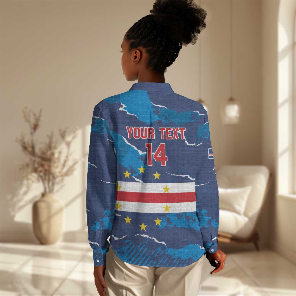 Custom Cape Verde Football Women Casual Shirt Blue Sharks Mascot LT14