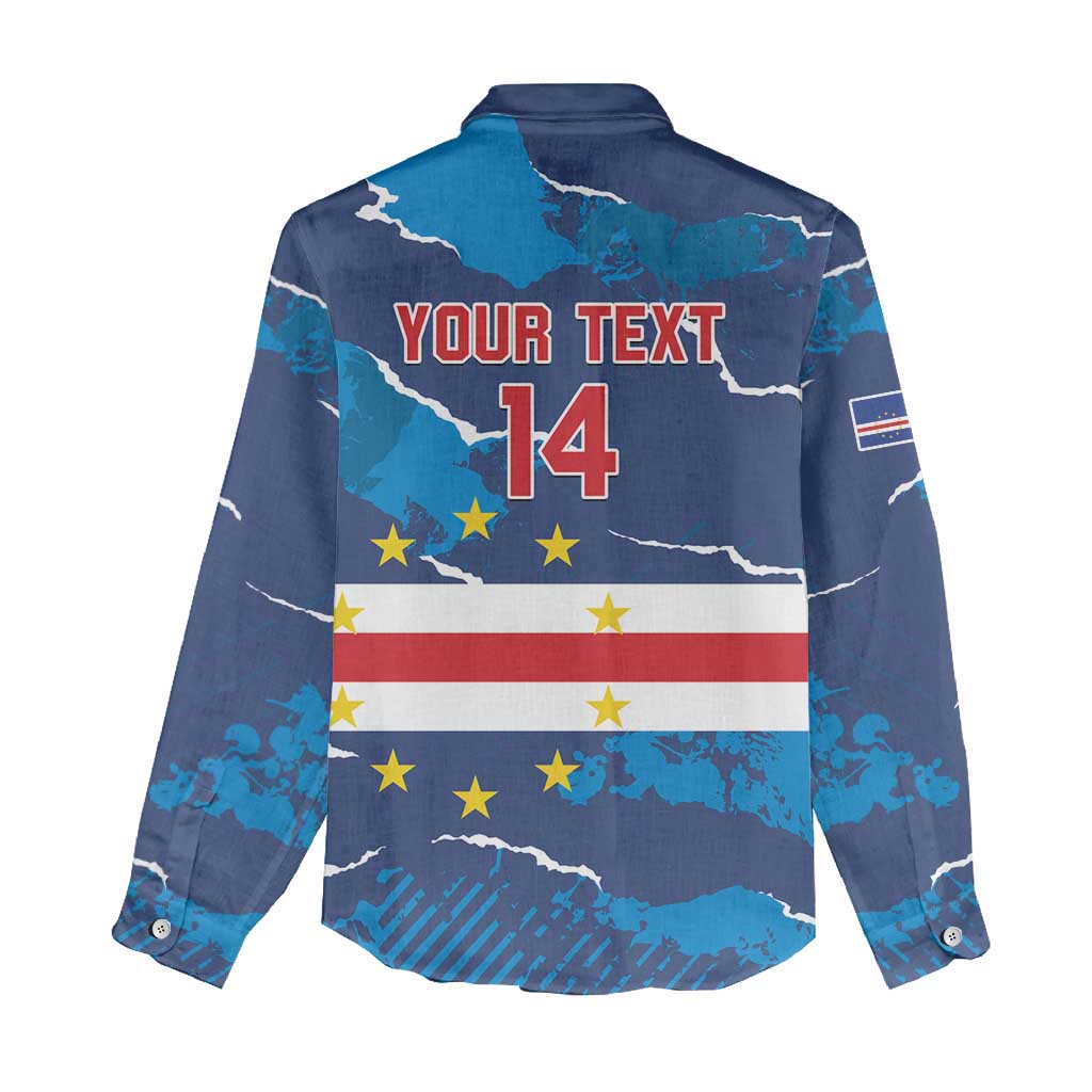 Custom Cape Verde Football Women Casual Shirt Blue Sharks Mascot LT14