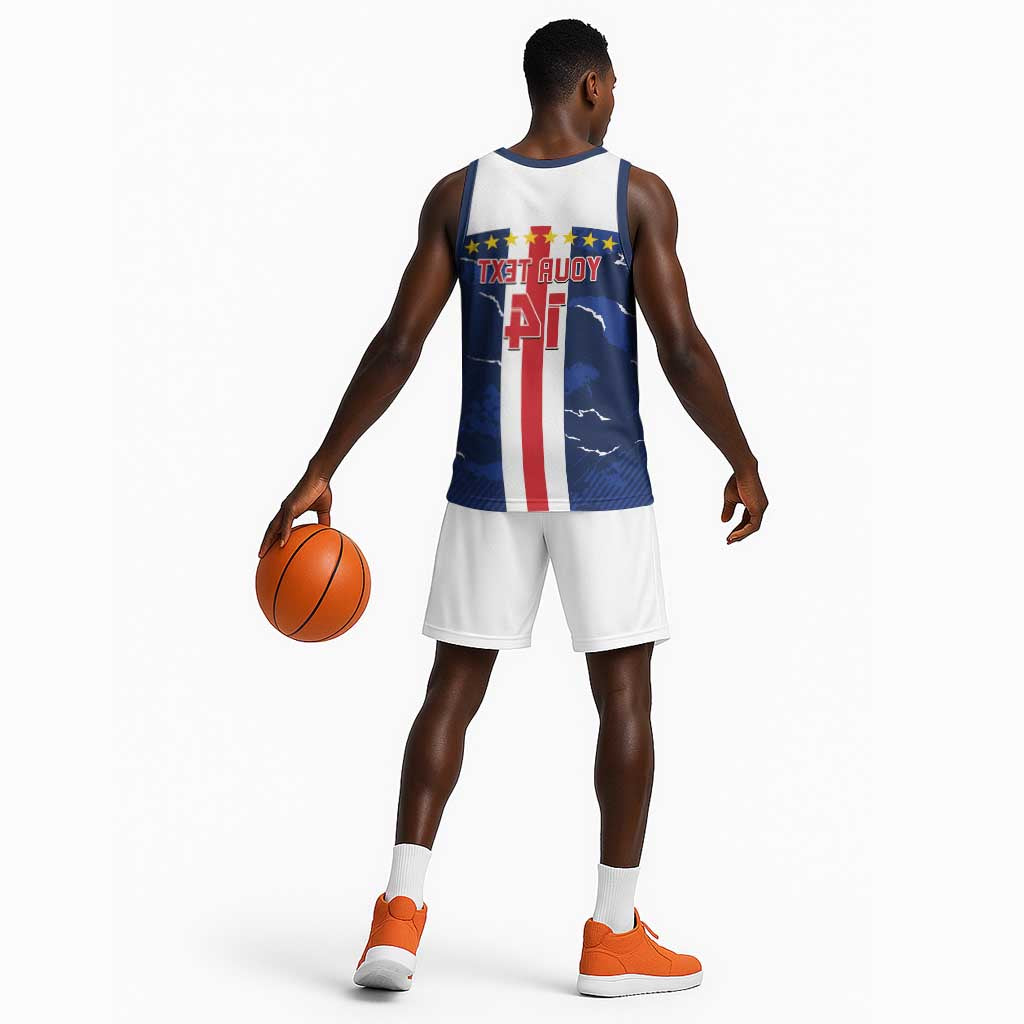 Custom Cape Verde Football Basketball Jersey Blue Sharks Sporty - African Pride