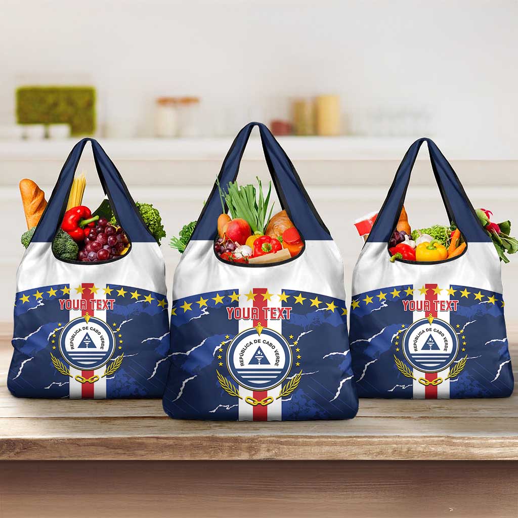 Custom Cape Verde Football Grocery Bag Blue Sharks Sporty