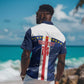 Custom Cape Verde Football Hawaiian Shirt Blue Sharks Sporty
