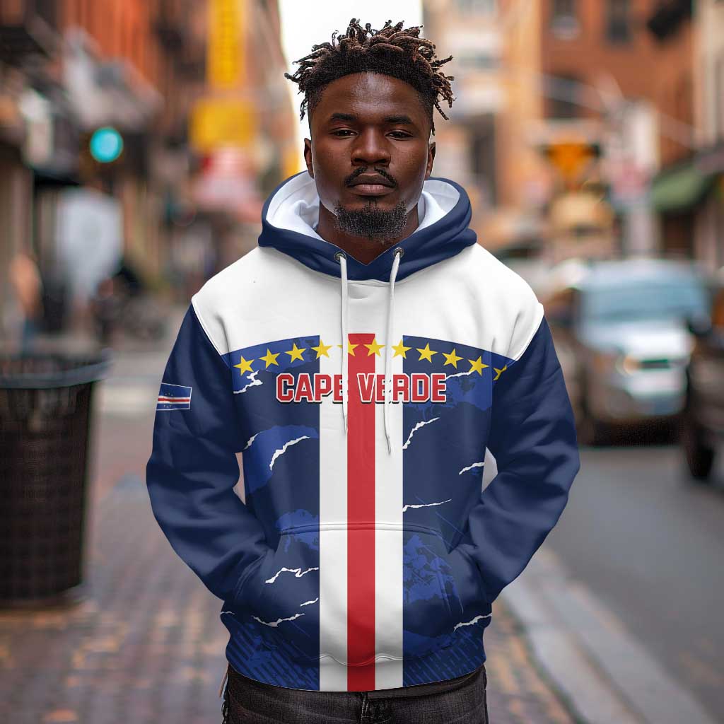 Custom Cape Verde Football Hoodie Blue Sharks Sporty