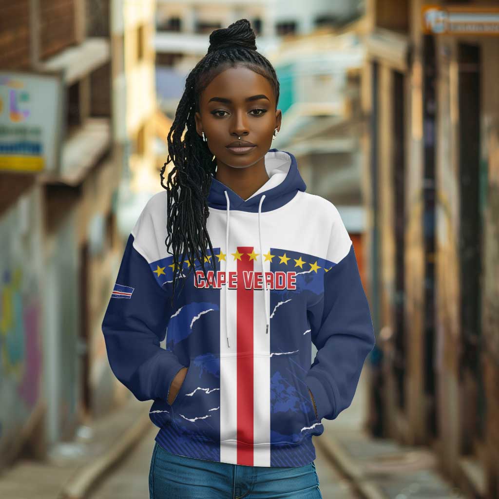 Custom Cape Verde Football Hoodie Blue Sharks Sporty