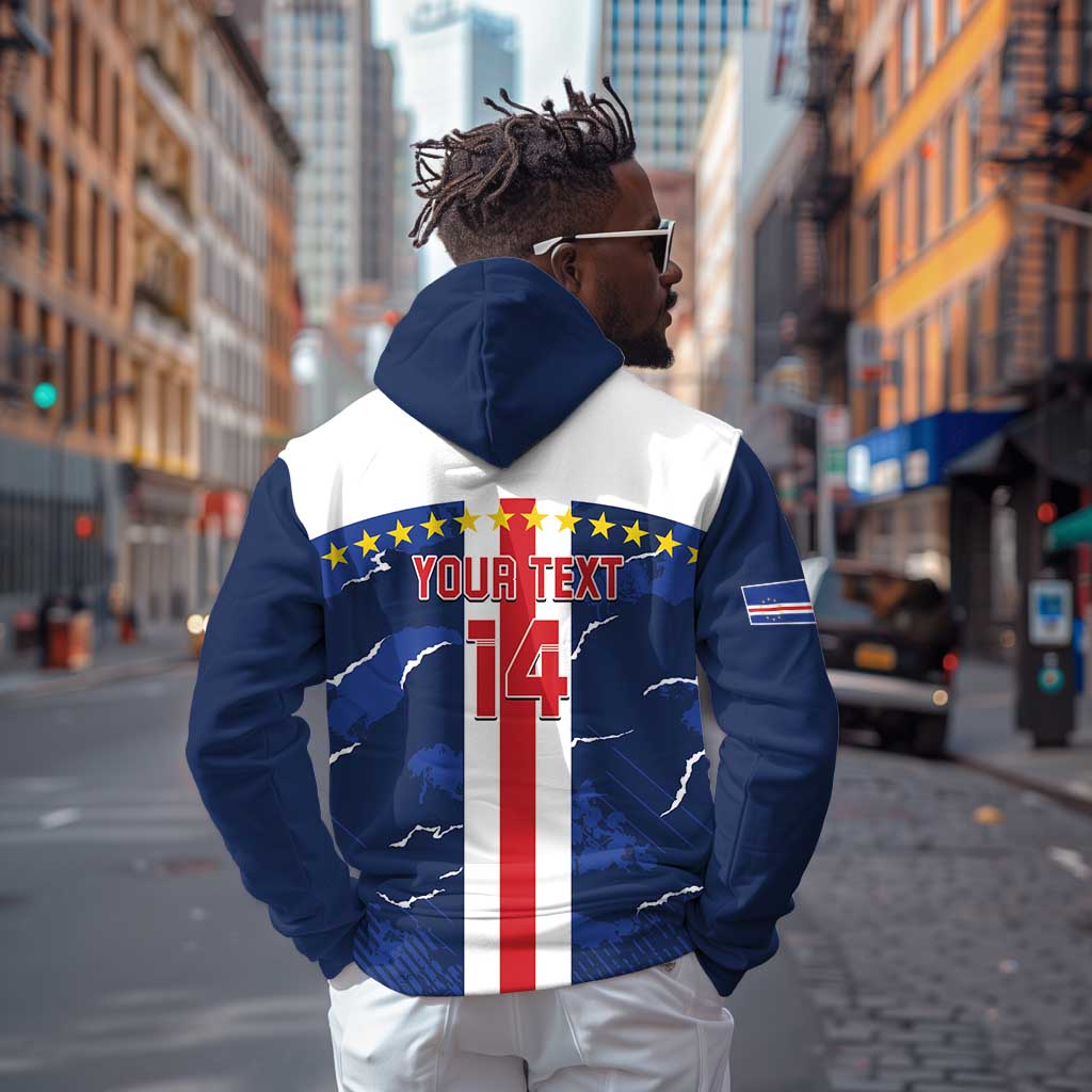 Custom Cape Verde Football Hoodie Blue Sharks Sporty