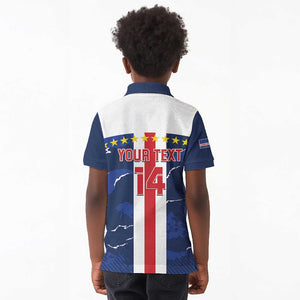 Custom Cape Verde Football Kid Polo Shirt Blue Sharks Sporty