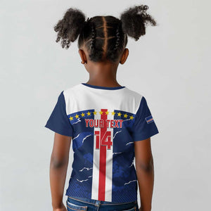 Custom Cape Verde Football Kid T shirt Blue Sharks Sporty