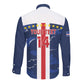 Custom Cape Verde Football Long Sleeve Button Shirt Blue Sharks Sporty
