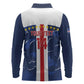 Custom Cape Verde Football Long Sleeve Polo Shirt Blue Sharks Sporty