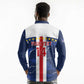 Custom Cape Verde Football Long Sleeve Polo Shirt Blue Sharks Sporty