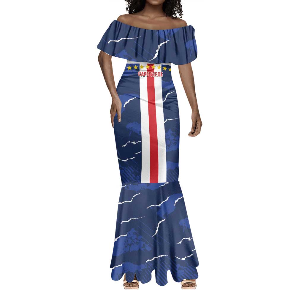 Custom Cape Verde Football Mermaid Dress Blue Sharks Sporty