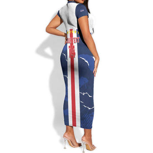 Custom Cape Verde Football Short Sleeve Bodycon Dress Blue Sharks Sporty LT14
