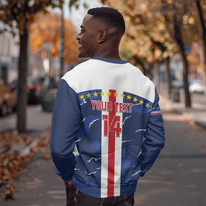 Custom Cape Verde Football Sweatshirt Blue Sharks Sporty