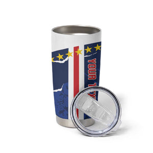 Custom Cape Verde Football Tumbler Cup Blue Sharks Sporty
