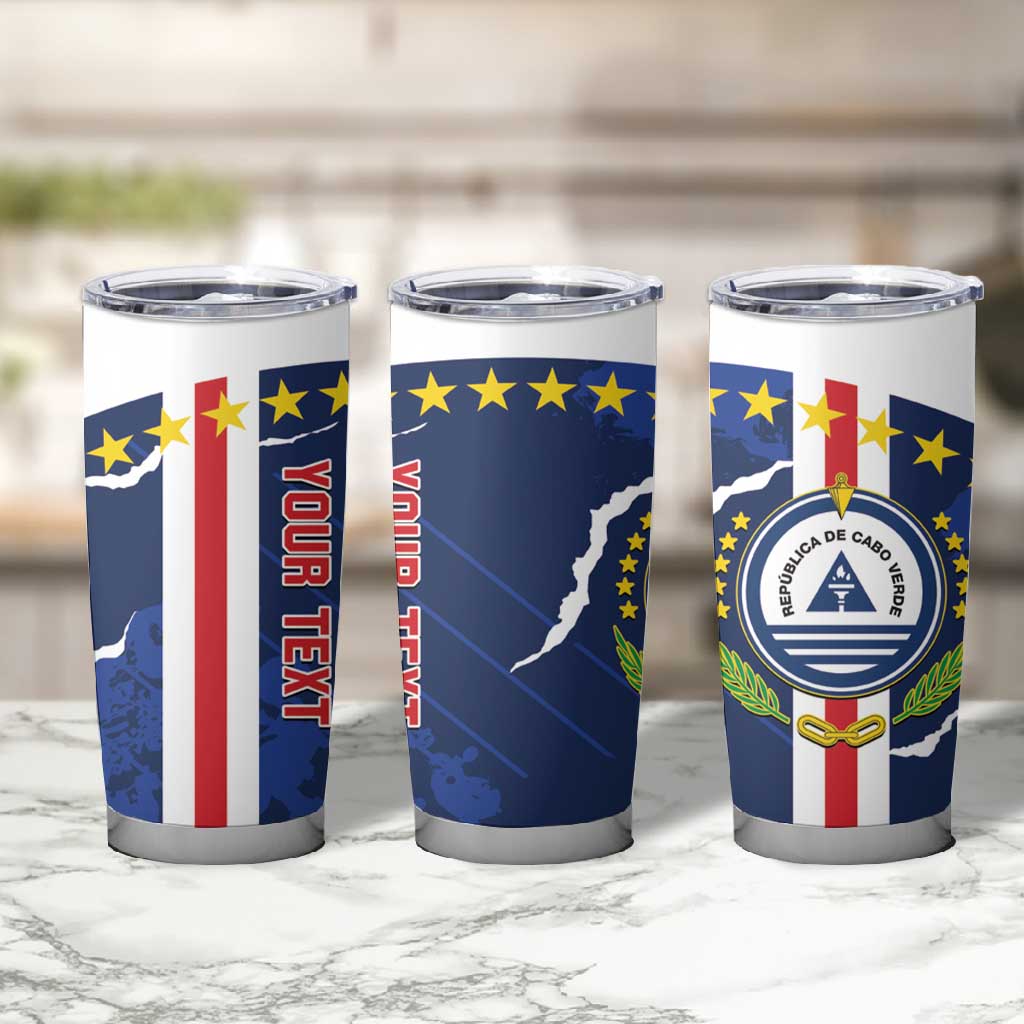 Custom Cape Verde Football Tumbler Cup Blue Sharks Sporty
