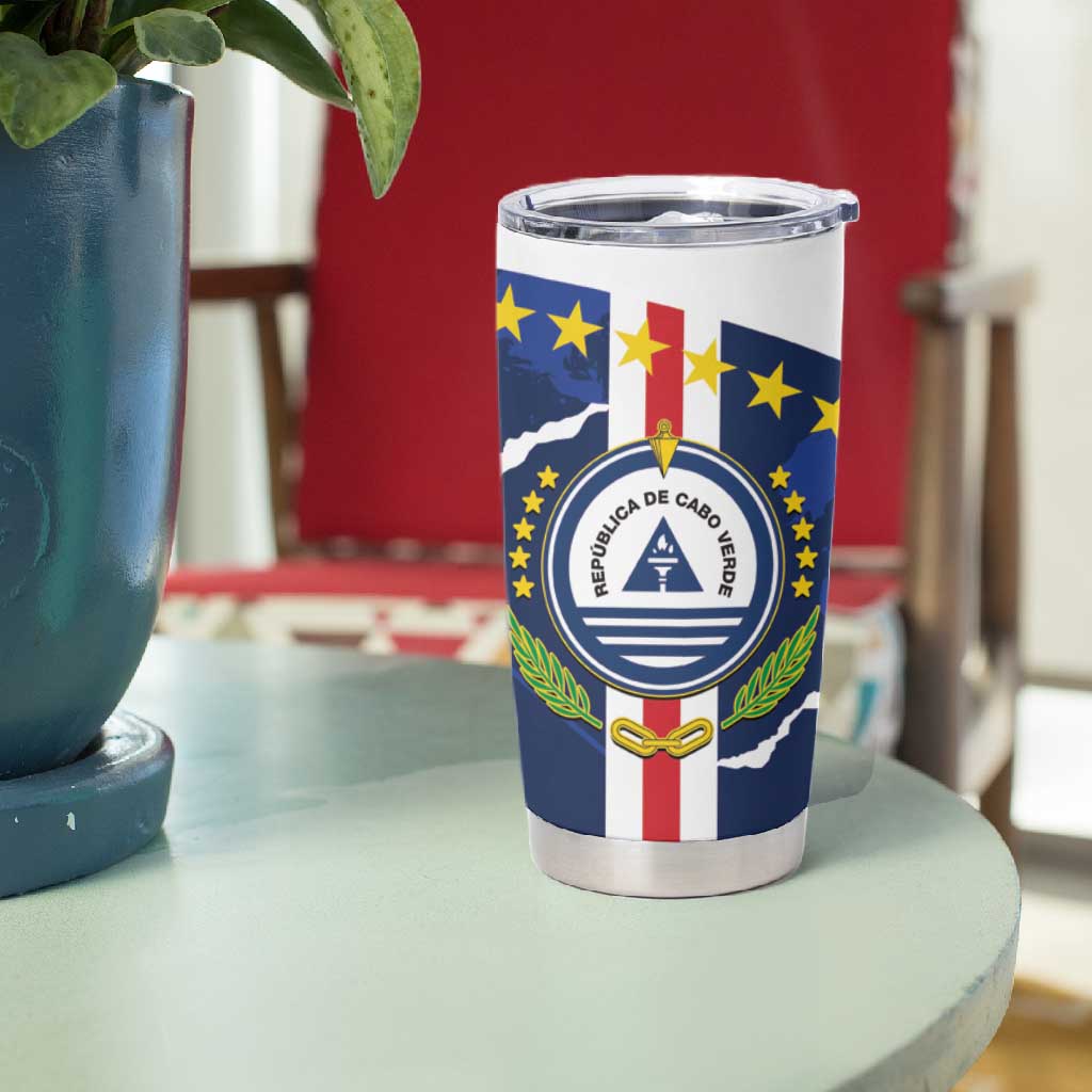 Custom Cape Verde Football Tumbler Cup Blue Sharks Sporty
