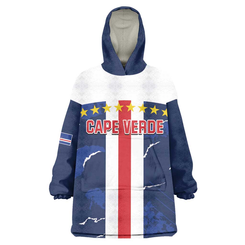 Custom Cape Verde Football Wearable Blanket Hoodie Blue Sharks Sporty