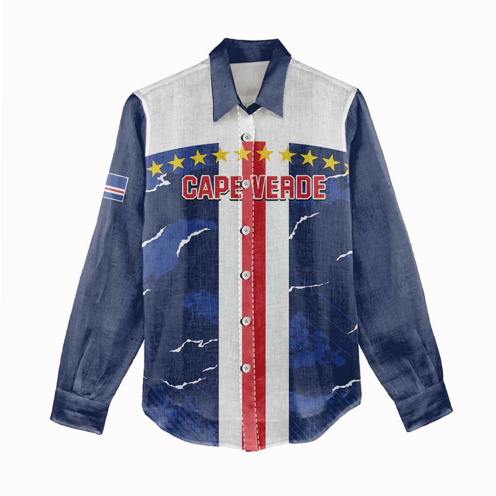 Custom Cape Verde Football Women Casual Shirt Blue Sharks Sporty LT14