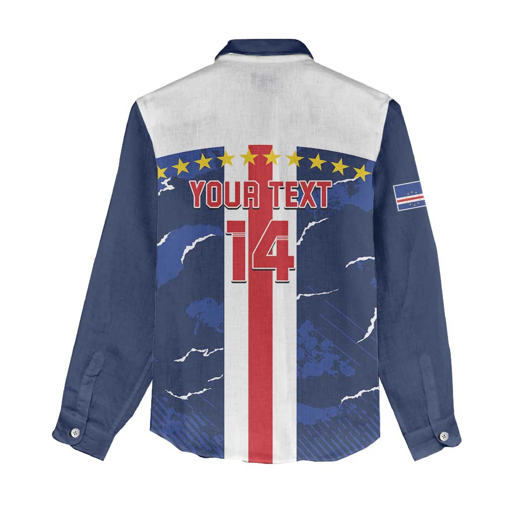 Custom Cape Verde Football Women Casual Shirt Blue Sharks Sporty LT14