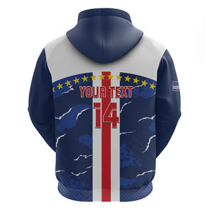 Custom Cape Verde Football Zip Hoodie Blue Sharks Sporty