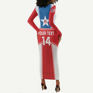 Custom Lone Stars Long Sleeve Bodycon Dress Liberia Football - Sporty Style LT14