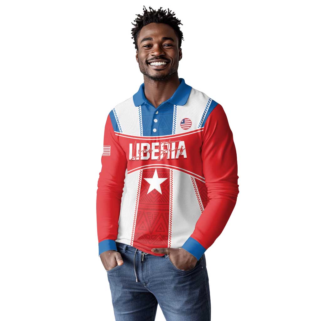 Custom Lone Stars Long Sleeve Polo Shirt Liberia Football - Sporty Style