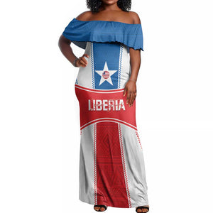 Custom Lone Stars Off Shoulder Maxi Dress Liberia Football - Sporty Style