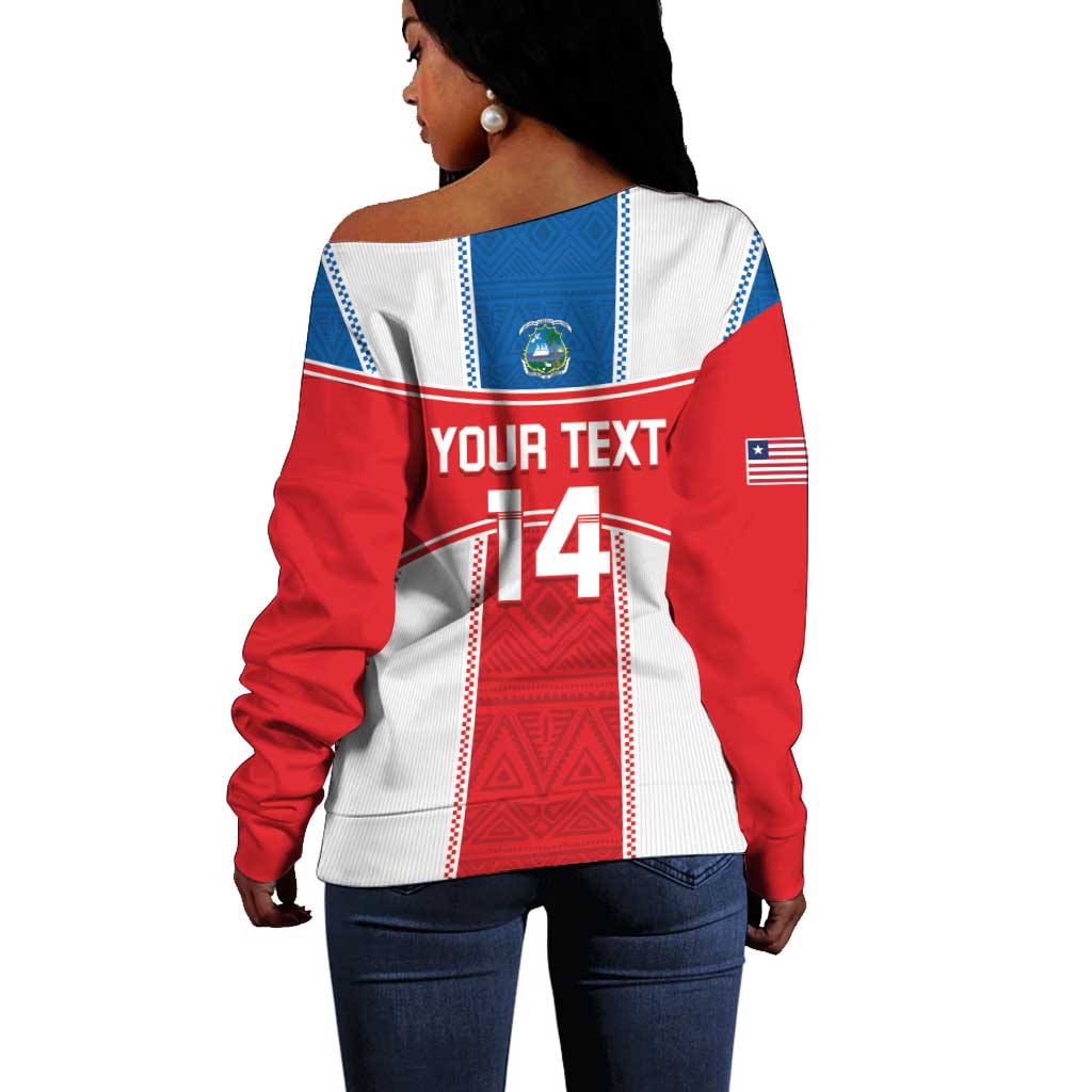 Custom Lone Stars Off Shoulder Sweater Liberia Football - Sporty Style