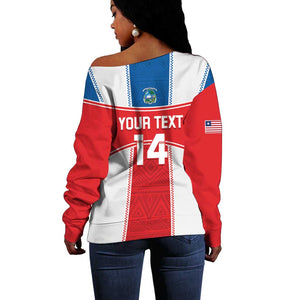 Custom Lone Stars Off Shoulder Sweater Liberia Football - Sporty Style