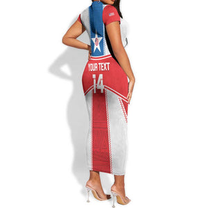 Custom Lone Stars Short Sleeve Bodycon Dress Liberia Football - Sporty Style LT14