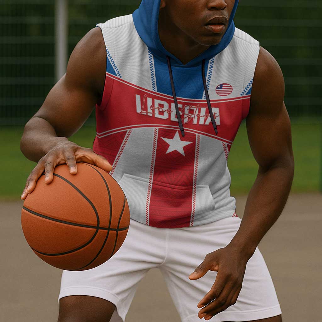 Custom Lone Stars Sleeveless Hoodie Liberia Football - Sporty Style - African Pride