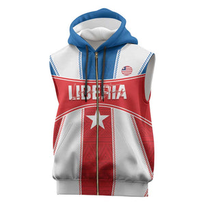 Custom Lone Stars Sleeveless Zip Hoodie Liberia Football - Sporty Style - African Pride