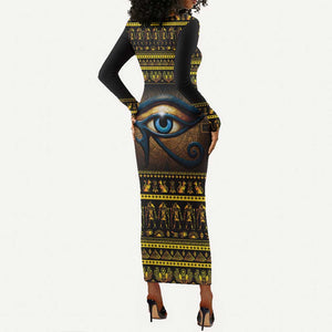 Ancient Egypt Eye Of Ra Long Sleeve Bodycon Dress Sun To The Egyptians LT14