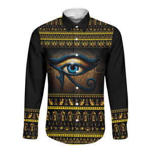Ancient Egypt Eye Of Ra Long Sleeve Button Shirt Sun To The Egyptians