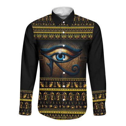 Ancient Egypt Eye Of Ra Long Sleeve Button Shirt Sun To The Egyptians