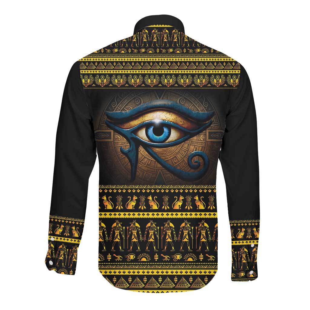 Ancient Egypt Eye Of Ra Long Sleeve Button Shirt Sun To The Egyptians