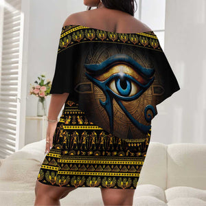 Ancient Egypt Eye Of Ra Off Shoulder Short Dress Sun To The Egyptians