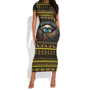 Ancient Egypt Eye Of Ra Short Sleeve Bodycon Dress Sun To The Egyptians LT14
