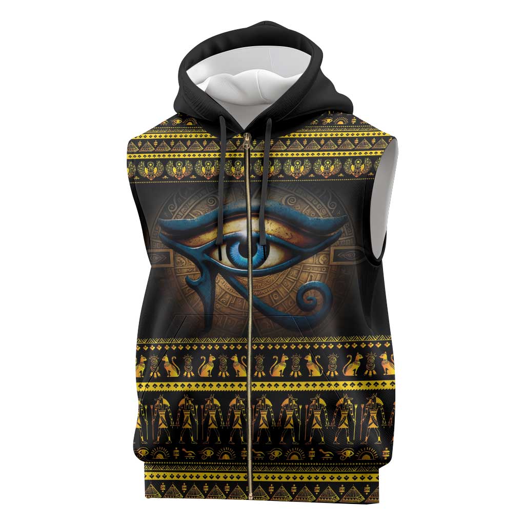Ancient Egypt Eye Of Ra Sleeveless Zip Hoodie Sun To The Egyptians - African Pride