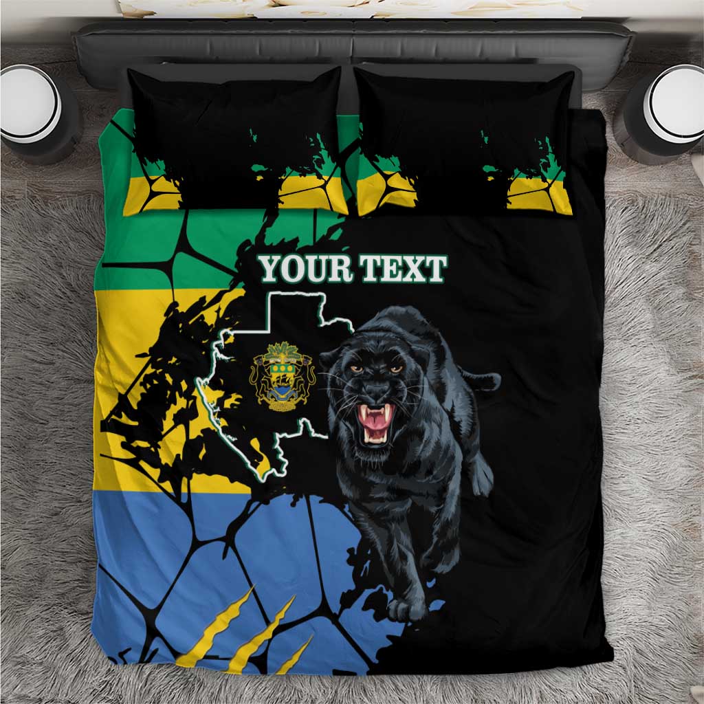 Personalized Gabon Black Panther Bedding Set Gabonese Map Grunge Style