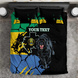 Personalized Gabon Black Panther Bedding Set Gabonese Map Grunge Style