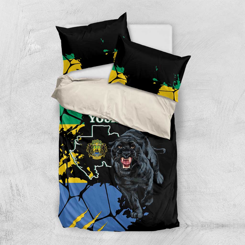 Personalized Gabon Black Panther Bedding Set Gabonese Map Grunge Style