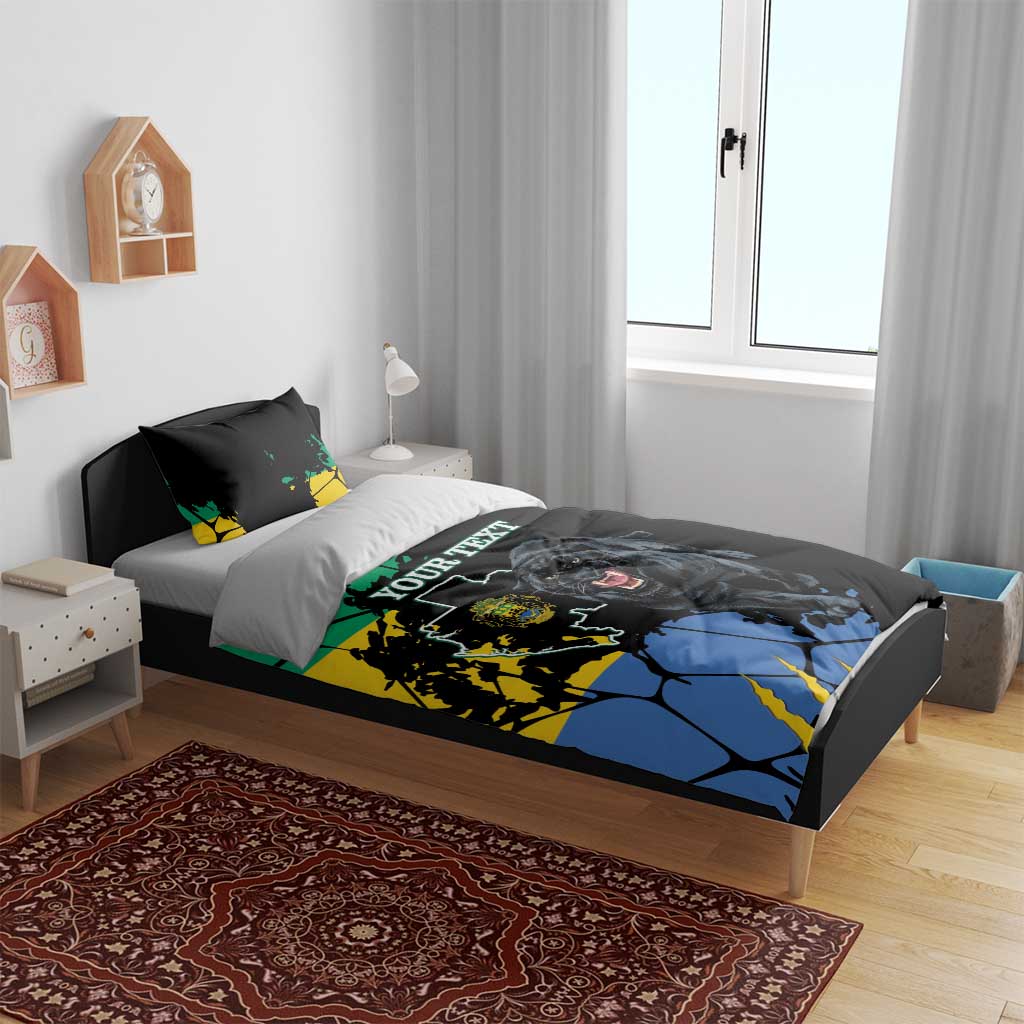 Personalized Gabon Black Panther Bedding Set Gabonese Map Grunge Style