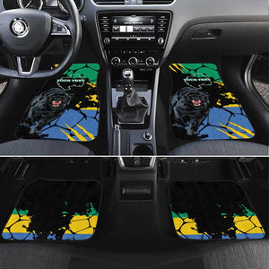 Personalized Gabon Black Panther Car Mats Gabonese Map Grunge Style