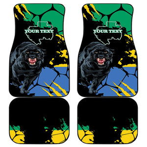 Personalized Gabon Black Panther Car Mats Gabonese Map Grunge Style