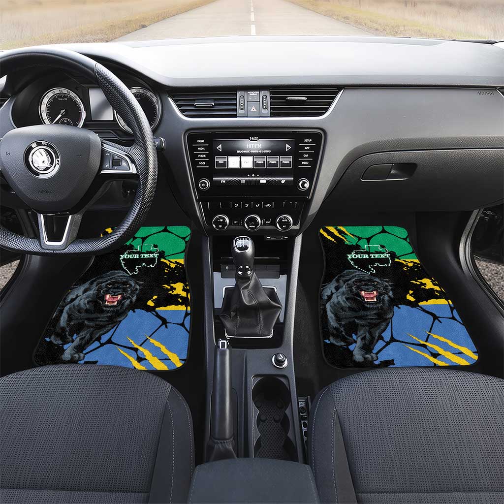 Personalized Gabon Black Panther Car Mats Gabonese Map Grunge Style