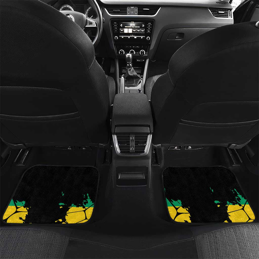 Personalized Gabon Black Panther Car Mats Gabonese Map Grunge Style