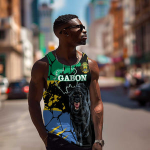 Personalized Gabon Black Panther Men Tank Top Gabonese Map Grunge Style