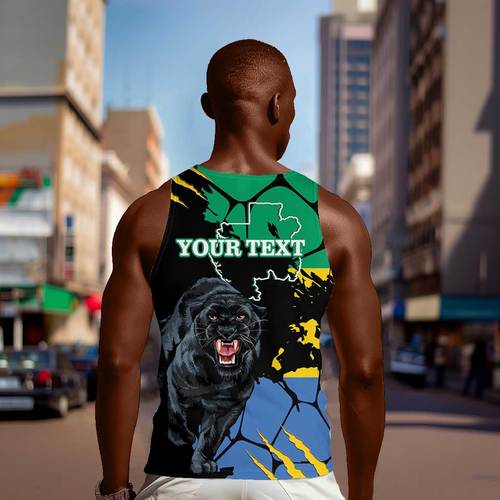 Personalized Gabon Black Panther Men Tank Top Gabonese Map Grunge Style