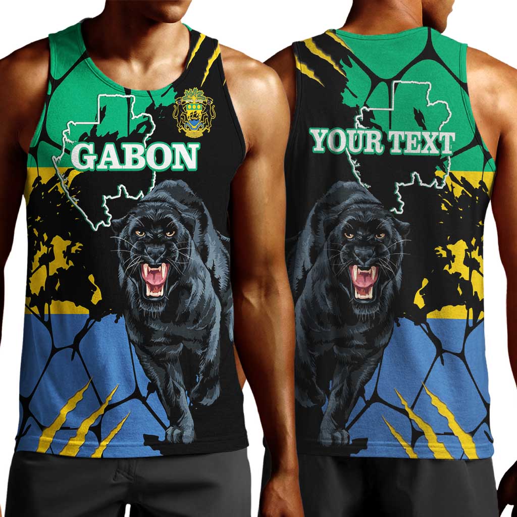 Personalized Gabon Black Panther Men Tank Top Gabonese Map Grunge Style
